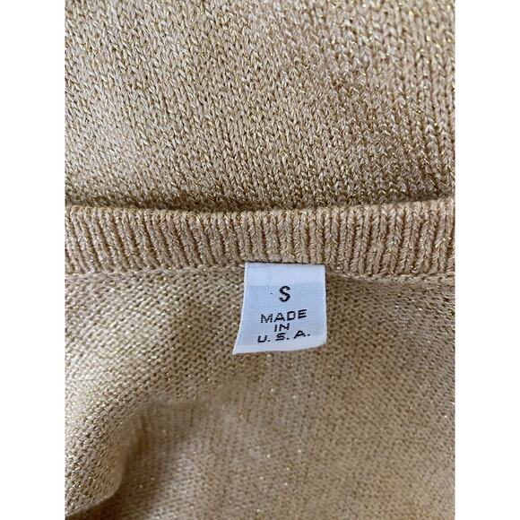 St John Santana Knit Shell Tank Top Sleeveless Gold Ribbed Hem Blouse Sc… - Picture 4 of 4